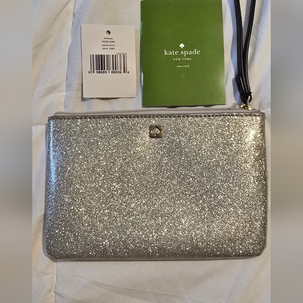 Kate Spade Metallic Silver Wristlet/Pouch